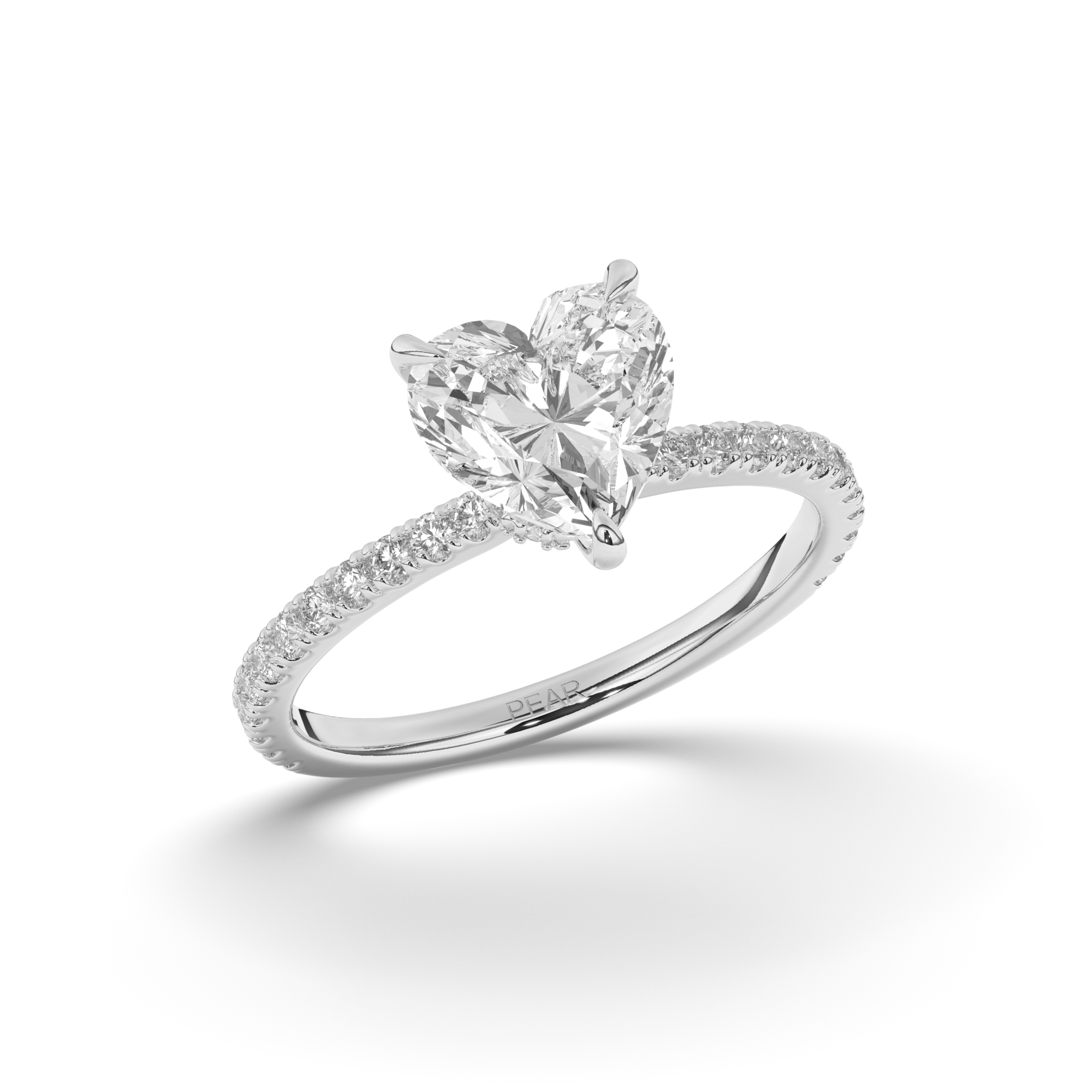 Lab-Grown Diamond Solitaire Heart Ring - Pear Jewels